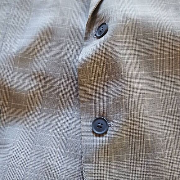 Men's Alfani Suit Jacket Light Grey Blue Plaid 44 Regular - Picture 6 of 9